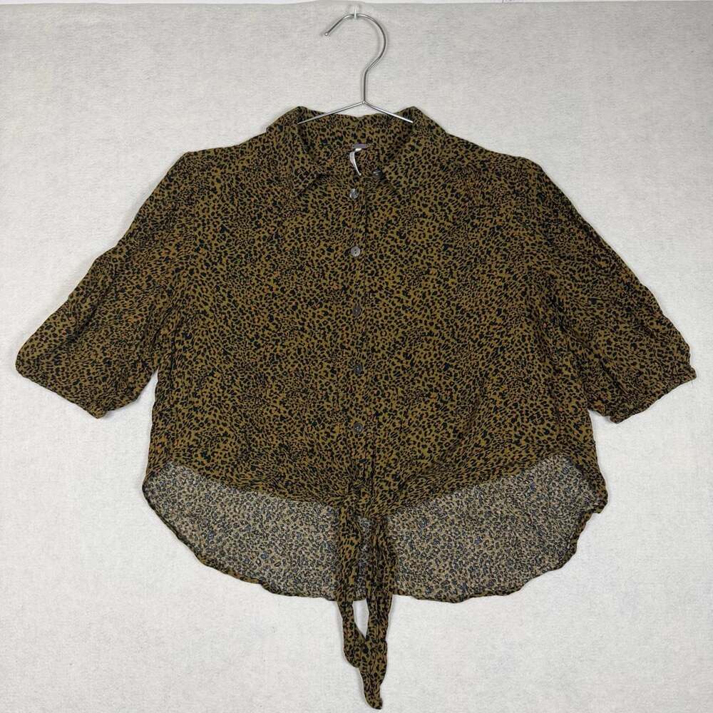 Free People Shirt Womens Size XS Celia Leopard Tie Front 
Thin Viscose
